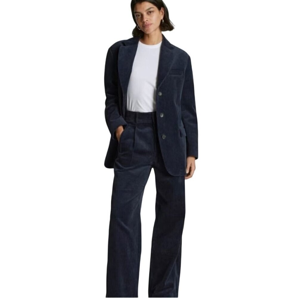 Everlane Corduroy 80's Blazer Navy Dark Academia Size 2